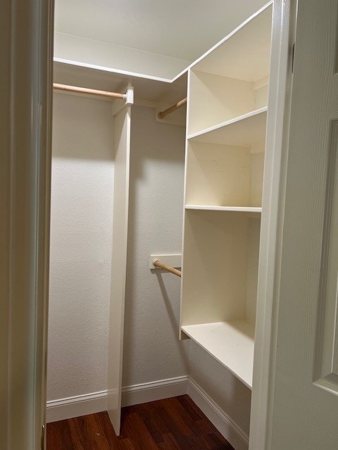 walk in closet featuring wood finished floors