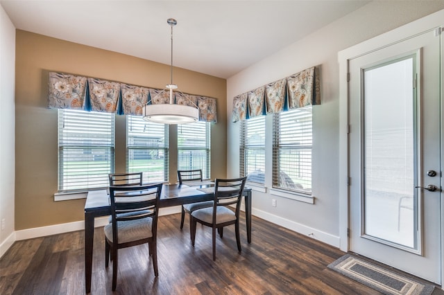 dining space featuring dark hardwood / wood-style flooring