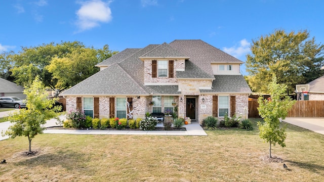 view of front of property featuring a front lawn and covered porch