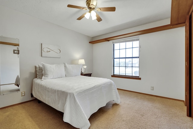 bedroom with carpet floors and ceiling fan