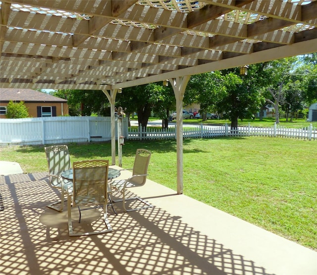 view of patio / terrace featuring a pergola