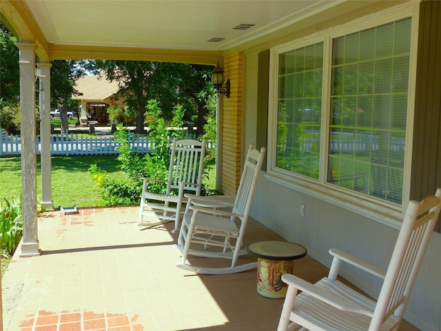 view of patio featuring covered porch