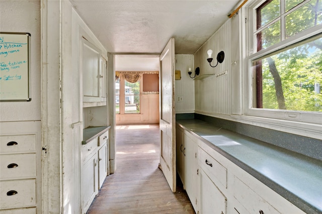 kitchen with white cabinetry and light wood-type flooring