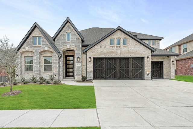 view of front of property featuring a front lawn