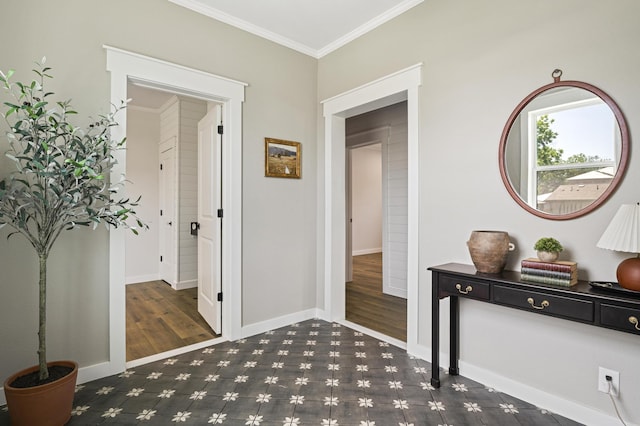 interior space featuring crown molding