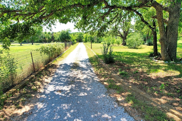 view of road featuring a rural view