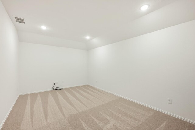 game room featuring carpet flooring, ceiling fan, and lofted ceiling