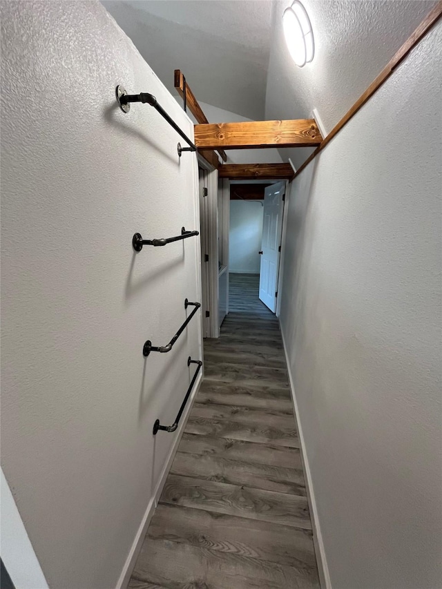 corridor with dark hardwood / wood-style floors