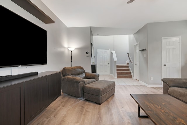 living room with light hardwood / wood-style floors