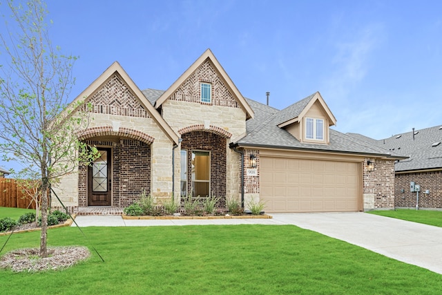 view of front of home with a garage and a front yard