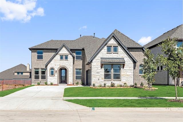 view of front of house with a front lawn