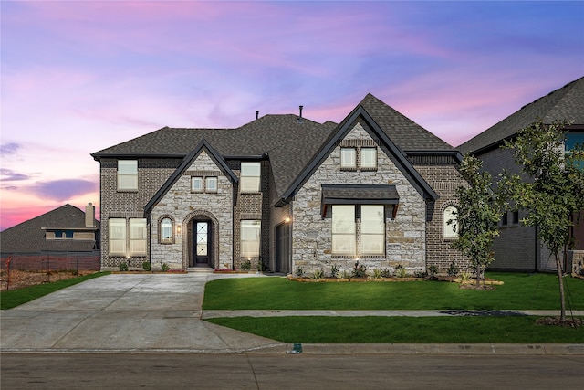 view of front facade featuring a yard