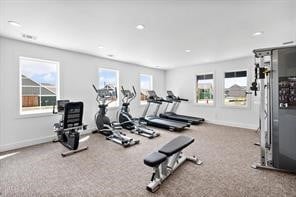 exercise room with plenty of natural light