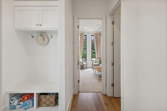 interior space with hardwood / wood-style flooring