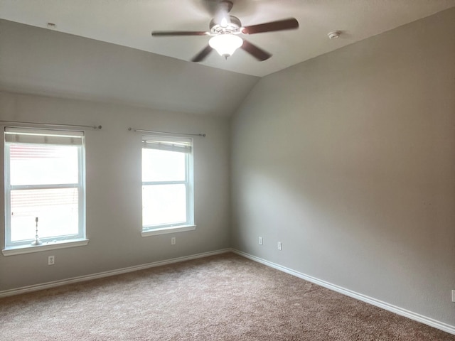 12308 Riviera Rd, Frisco, TX 75035 - empty room featuring baseboards, carpet, ceiling fan, and lofted ceiling
