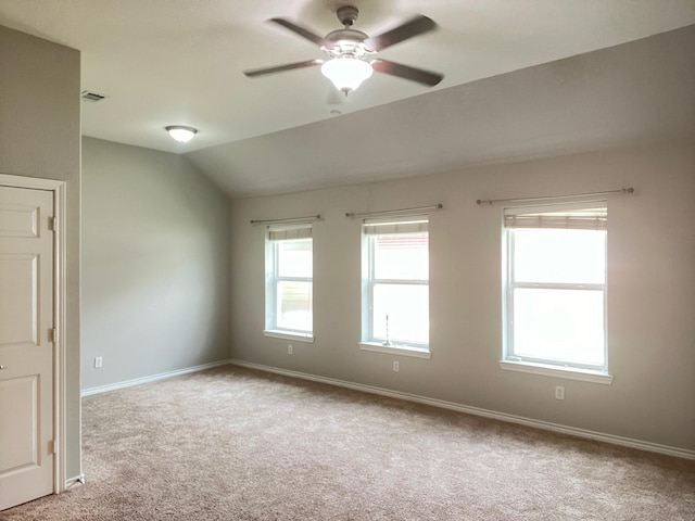 12308 Riviera Rd, Frisco, TX 75035 - carpeted empty room with baseboards, ceiling fan, and lofted ceiling