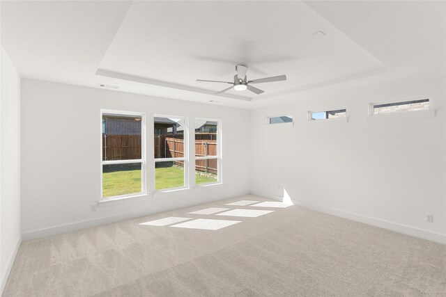 5241 Great Hollow Trl, Fort Worth, TX 76179 - carpeted spare room featuring a raised ceiling, a ceiling fan, and baseboards