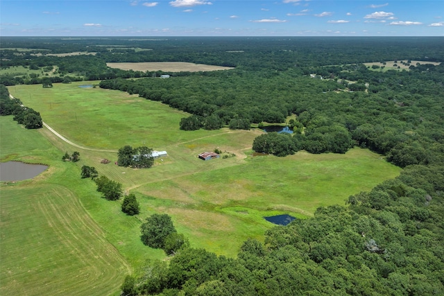 drone / aerial view with a water view and a rural view