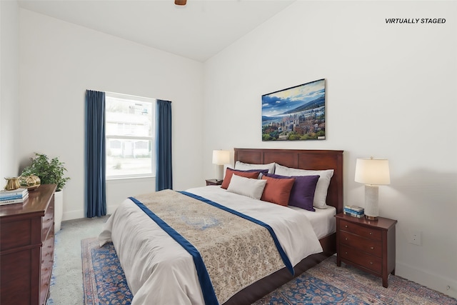 bedroom with carpet and ceiling fan