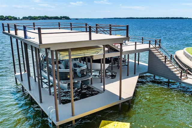 dock area featuring a water view