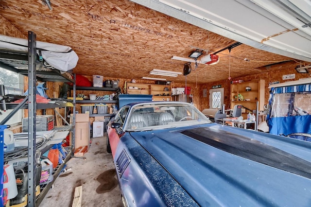 garage with a garage door opener