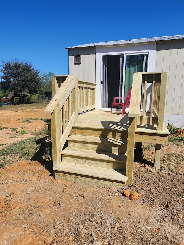 entrance to property with metal roof