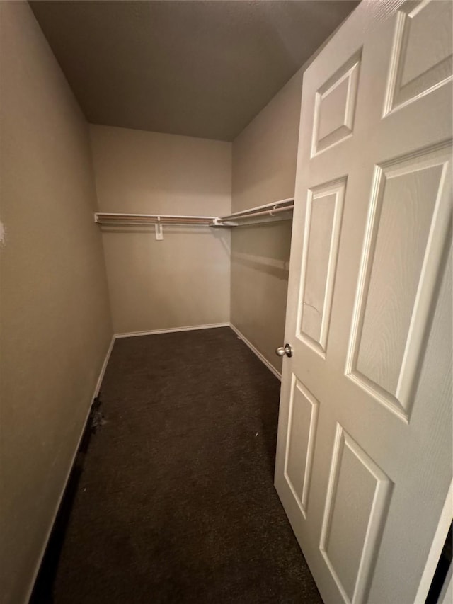 spacious closet with dark carpet