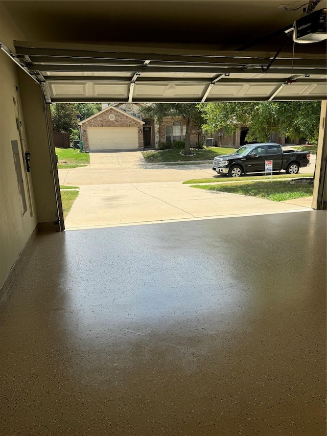 garage with a garage door opener