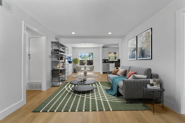 living room featuring wood-type flooring