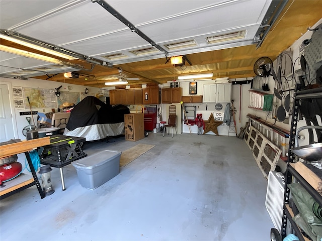 garage with a garage door opener