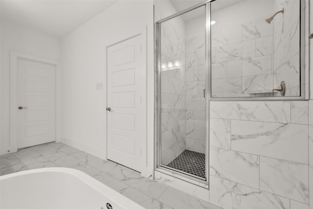 bathroom featuring plus walk in shower