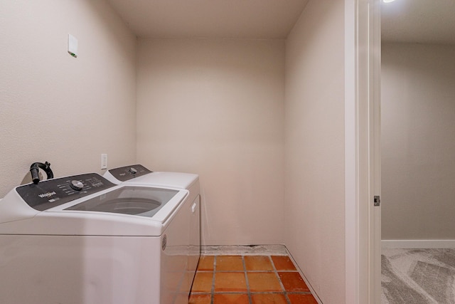 washroom featuring independent washer and dryer and carpet flooring