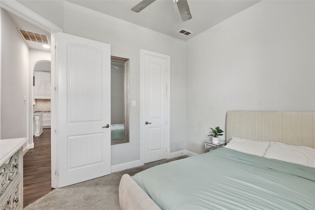 bedroom with carpet and ceiling fan