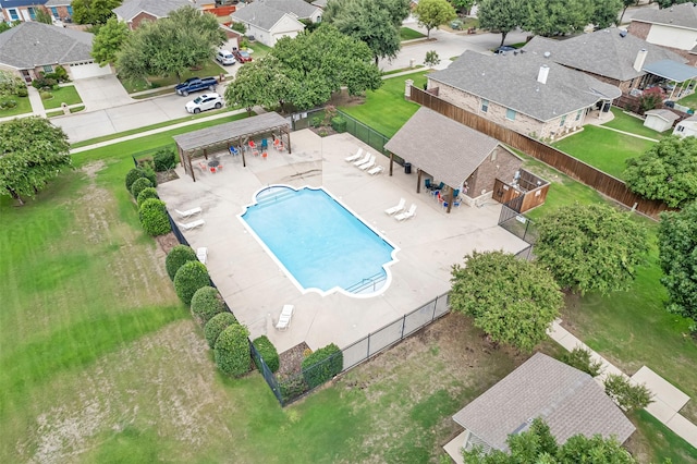 drone / aerial view with a residential view