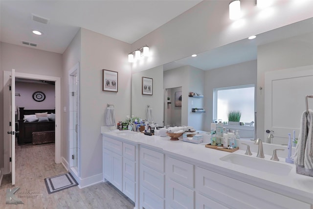 bathroom featuring wood-type flooring and vanity