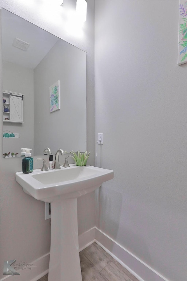 bathroom with sink and wood-type flooring