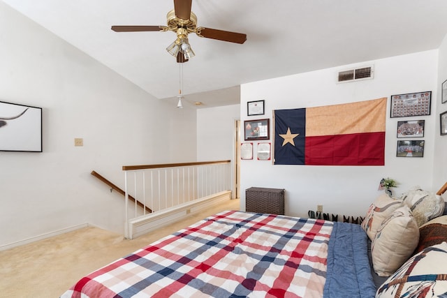 bedroom featuring carpet flooring and ceiling fan