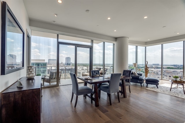 dining area featuring dark hardwood / wood-style floors