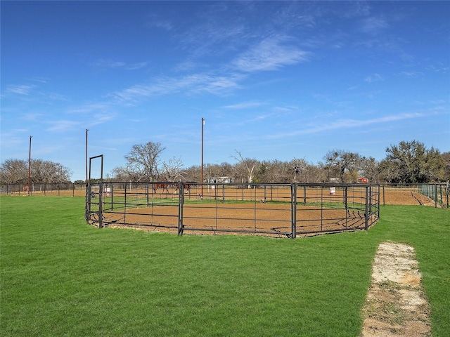 view of yard with a rural view