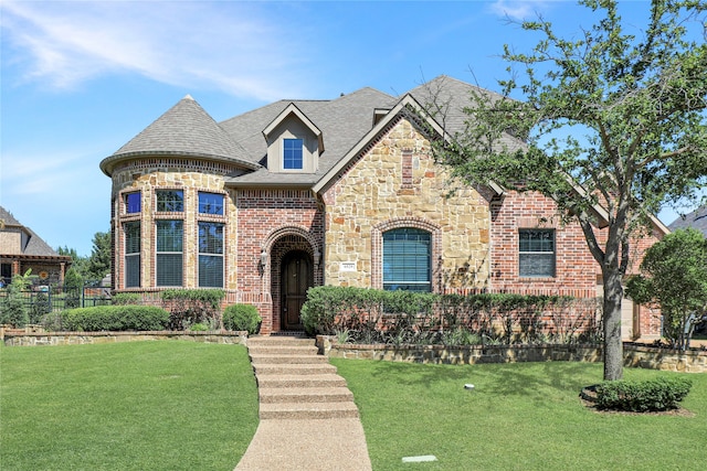 view of front of house with a front lawn