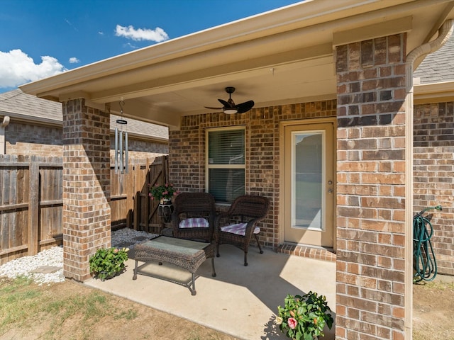 view of patio / terrace featuring ceiling fan