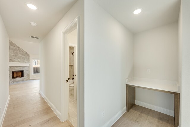 hallway featuring light wood-type flooring