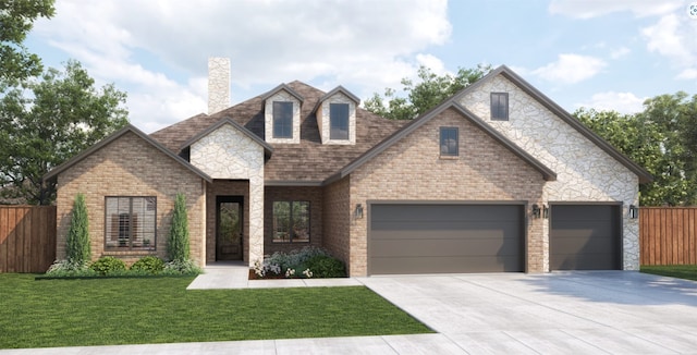 view of front facade featuring a garage and a front yard