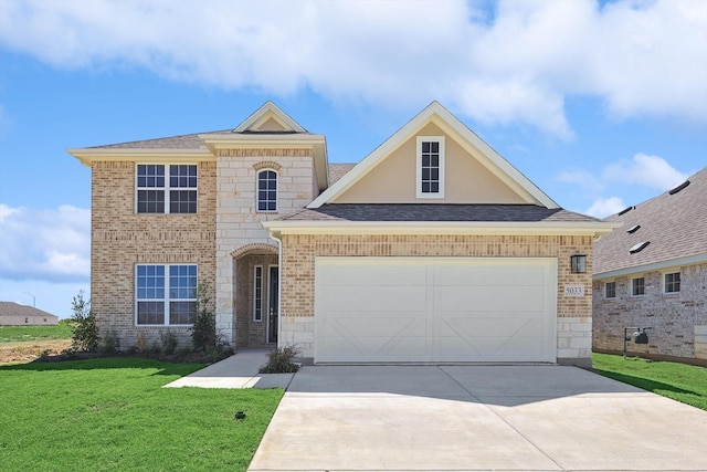 view of front of home with a front lawn