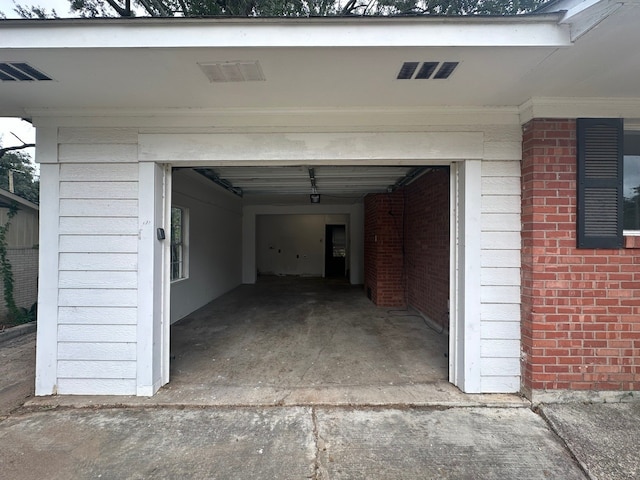 view of garage