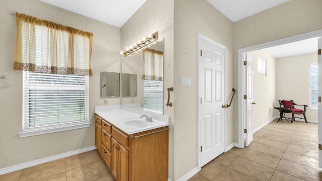 bathroom featuring vanity and tile patterned floors