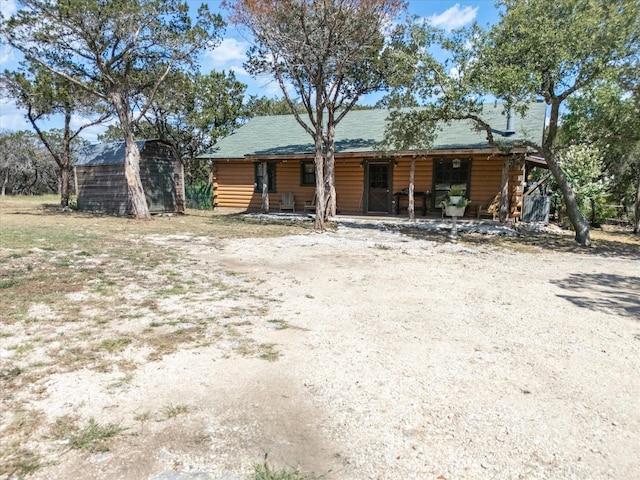 cabin with a storage unit