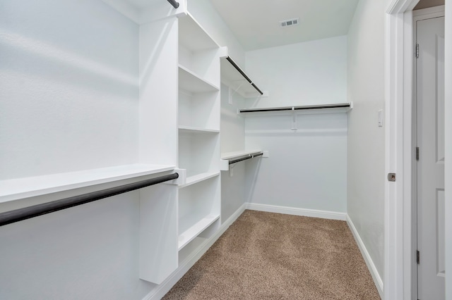 walk in closet featuring carpet flooring