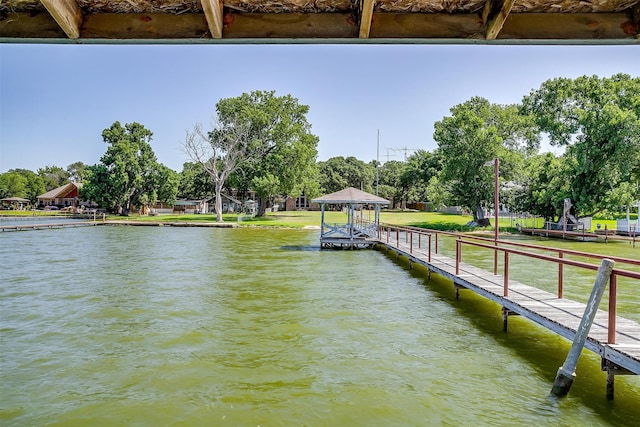 view of dock featuring a water view