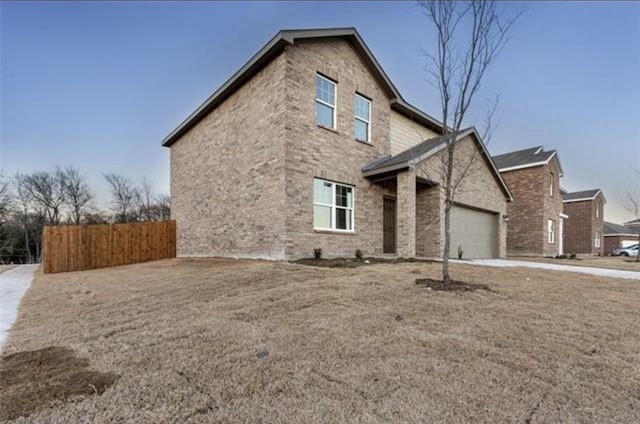 exterior space with a garage